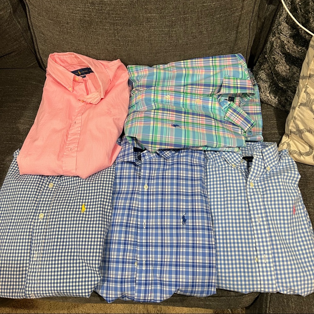 5 Mens Polo Ralph Lauren Dress Shirts size Medium
